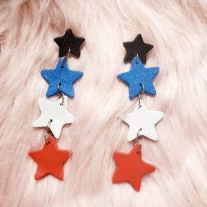 Earring U.S.A.Star Polymer Clay Lightweight